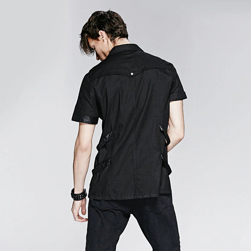Y-575 100% Cotton Short Sleeve Punk Shirts For Men - Image 2