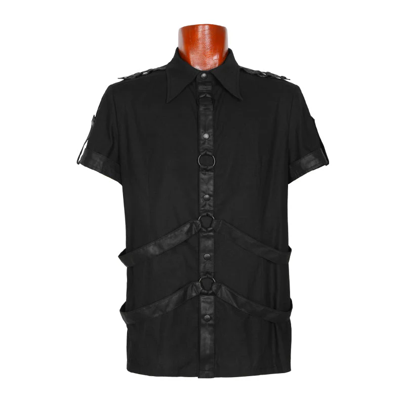 Y-575 100% Cotton Short Sleeve Punk Shirts For Men - Image 4