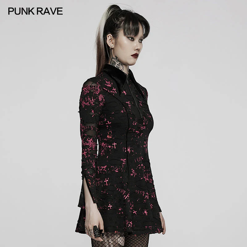WQ-594LQF 2022 Goth printed dress - Image 2