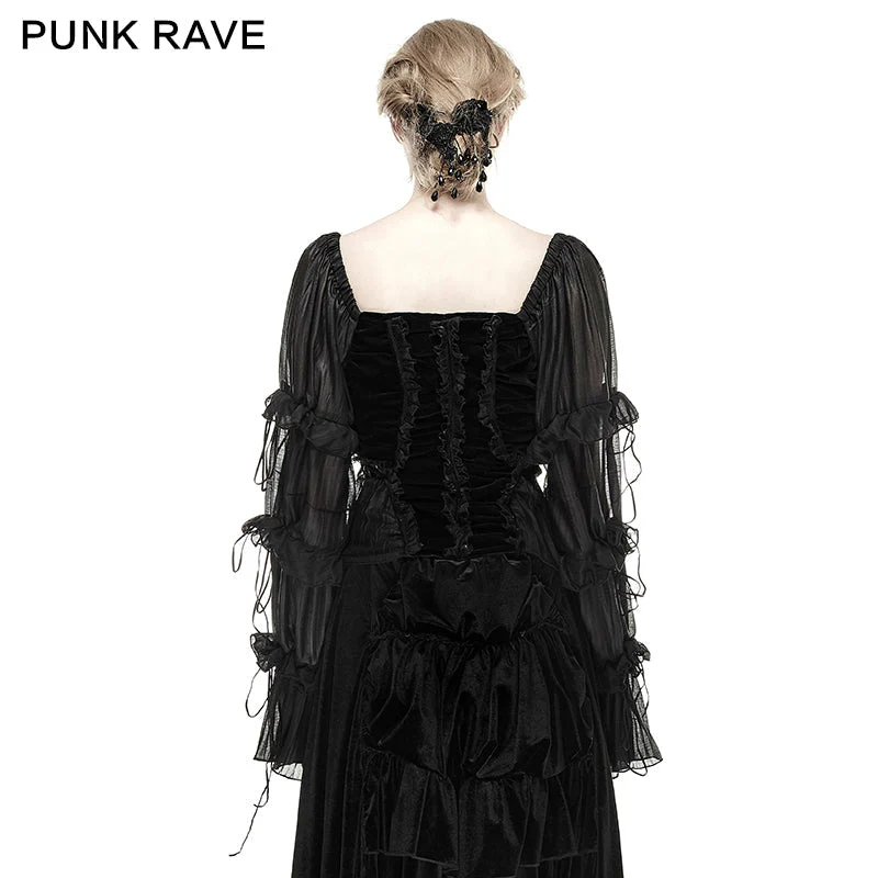Y-663 3D Handmade Slik Gorgeous Extra Long Gothic Shirt For Women - Image 2