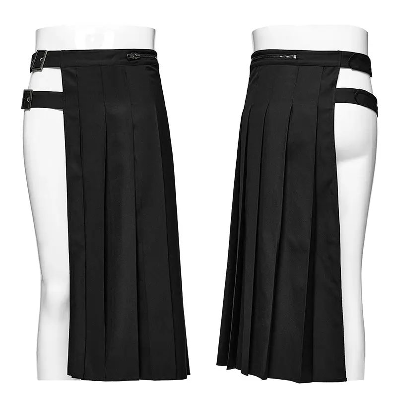 Adjustable Waist Loop Strap WQ-736BQM Asymmetrical Punk Skirt - Image 4