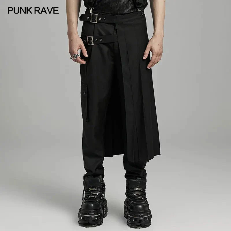 Adjustable Waist Loop Strap WQ-736BQM Asymmetrical Punk Skirt - Image 6