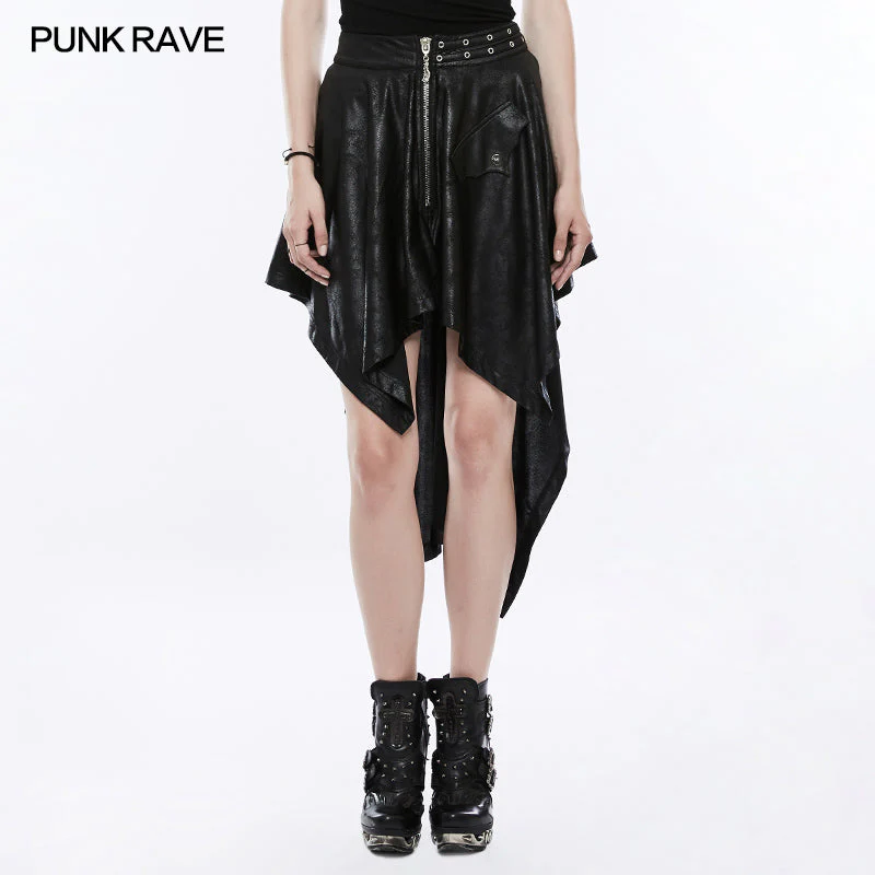 WQ-351 Asymmetric Layering Knitted Punk Skirt For Women - Image 2