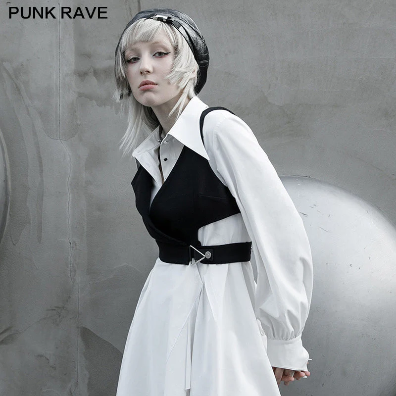 OPY-580MJF Asymmetry turn-down collar short waistcoat - Image 6