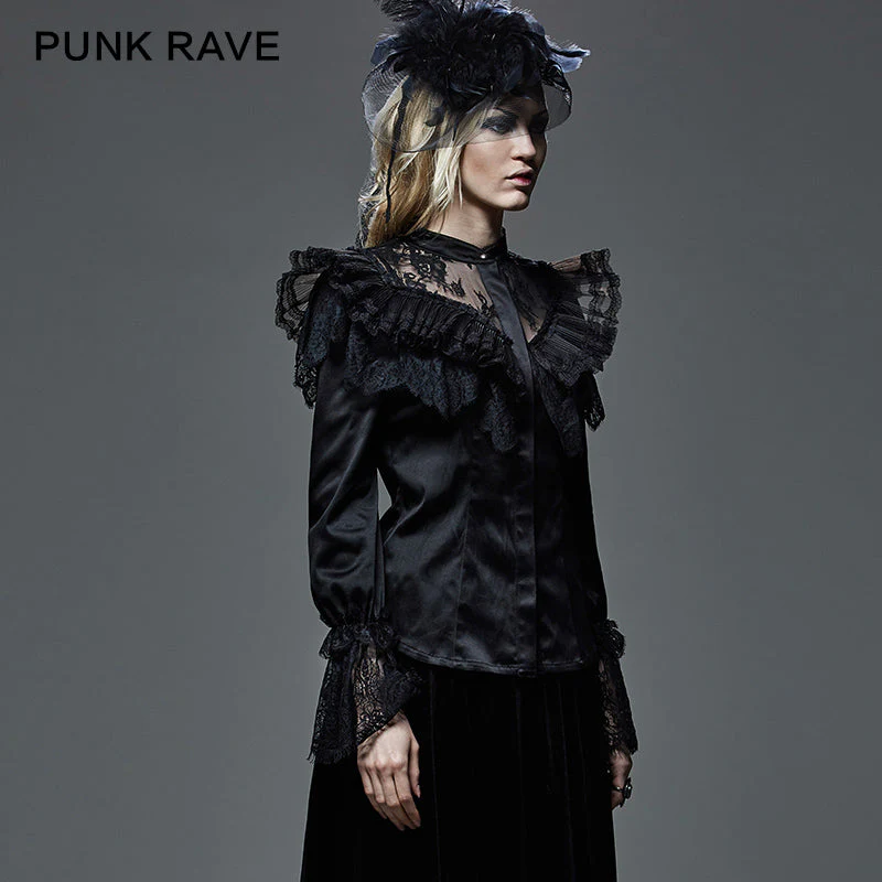 Y-587 Autumn Stylish Lace Gothic Shirt For Women - Image 2