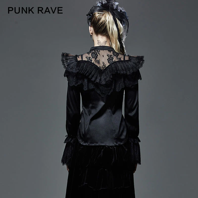 Y-587 Autumn Stylish Lace Gothic Shirt For Women - Image 3