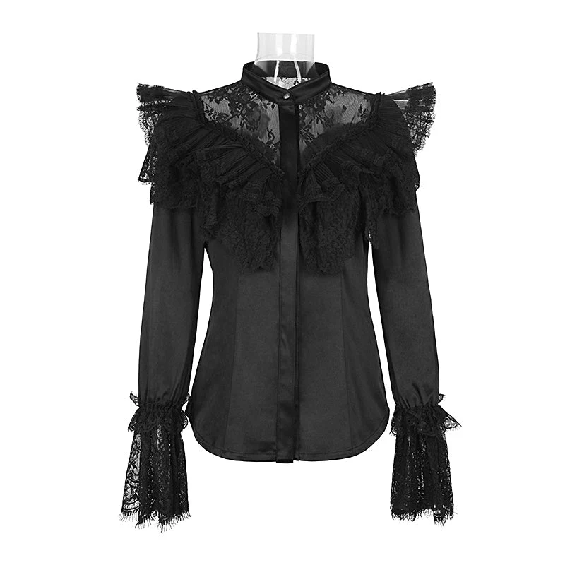 Y-587 Autumn Stylish Lace Gothic Shirt For Women - Image 4