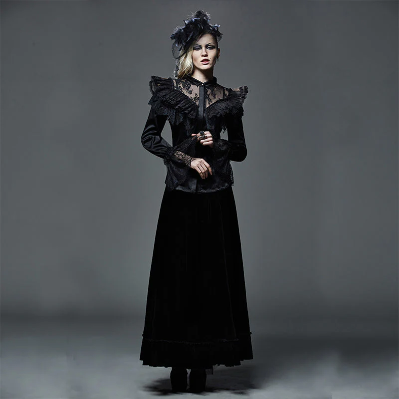 Y-587 Autumn Stylish Lace Gothic Shirt For Women - Image 6