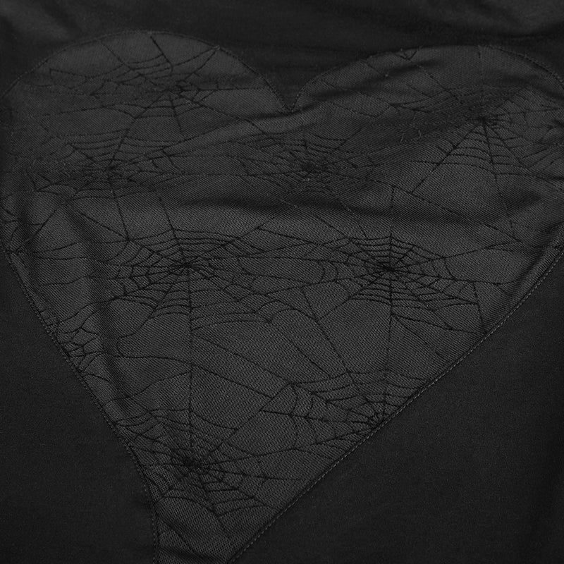 T-479 Back Peach Heart Asymmetry Cross Design Gothic T-shirts For Women - Image 5