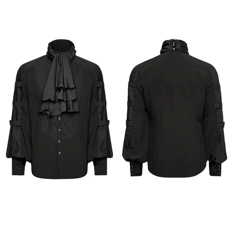 Y-752 Big Balloon Sleeves Ruffle Gothic Shirt With Removable Tie-scarf - Image 4