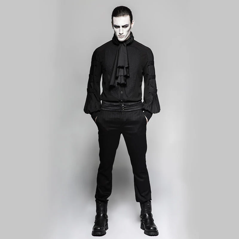 Y-752 Big Balloon Sleeves Ruffle Gothic Shirt With Removable Tie-scarf - Image 6