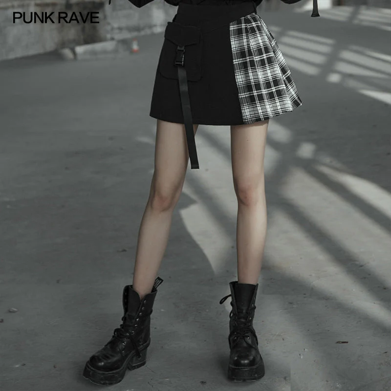 OPQ-537BQF black and white stitching pliad detachable waist-tail skirt - Image 3