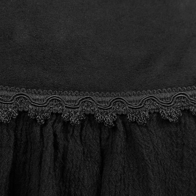 Y-513 black Classical Design Long Sleeve Gothic T-shirts With Metal Buttons - Image 4