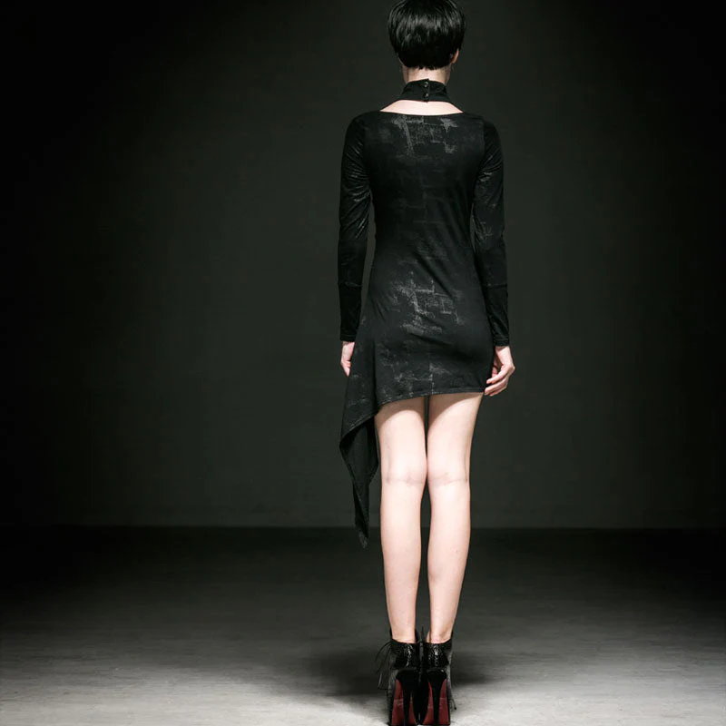 Q-241 black Cotton Lady Latest Irregular Party Gothic Dresses - Image 2