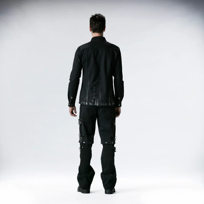 Y-545 black Do The Old Long Sleeve Punk Shirts For Men - Image 2