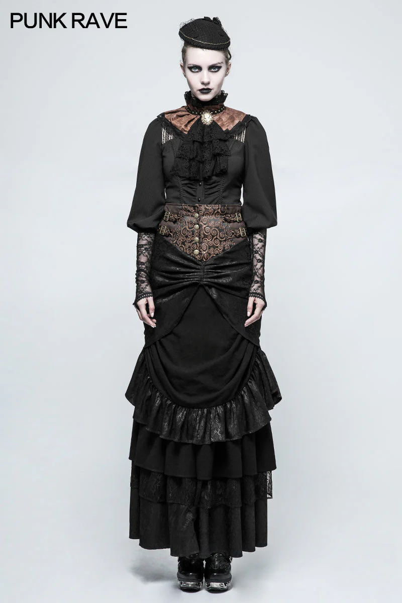 S-225 black Dual-use Lace Punk Accessories Necktie For Women - Image 11