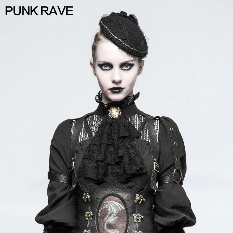 S-225 black Dual-use Lace Punk Accessories Necktie For Women - Image 7