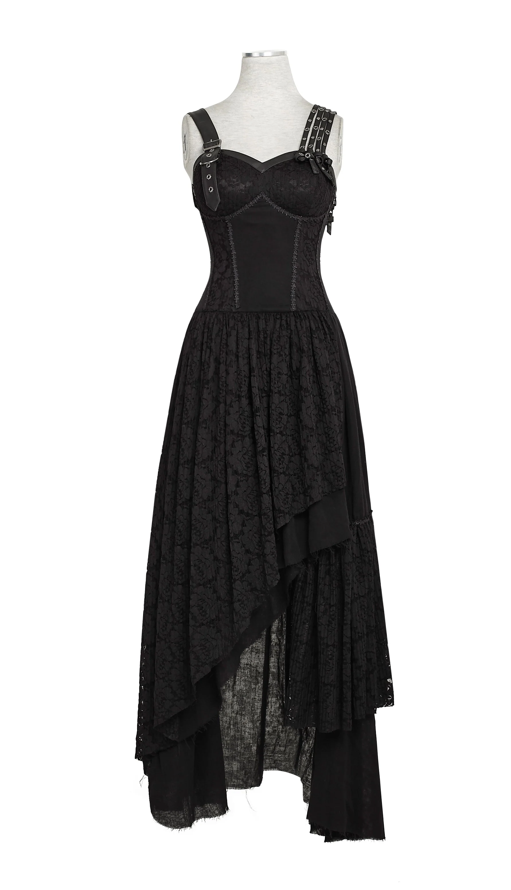 Q-291 black Elastic Mesh Stretchy Sexy Slit Long Prom Gown Evening Punk Dress - Image 6