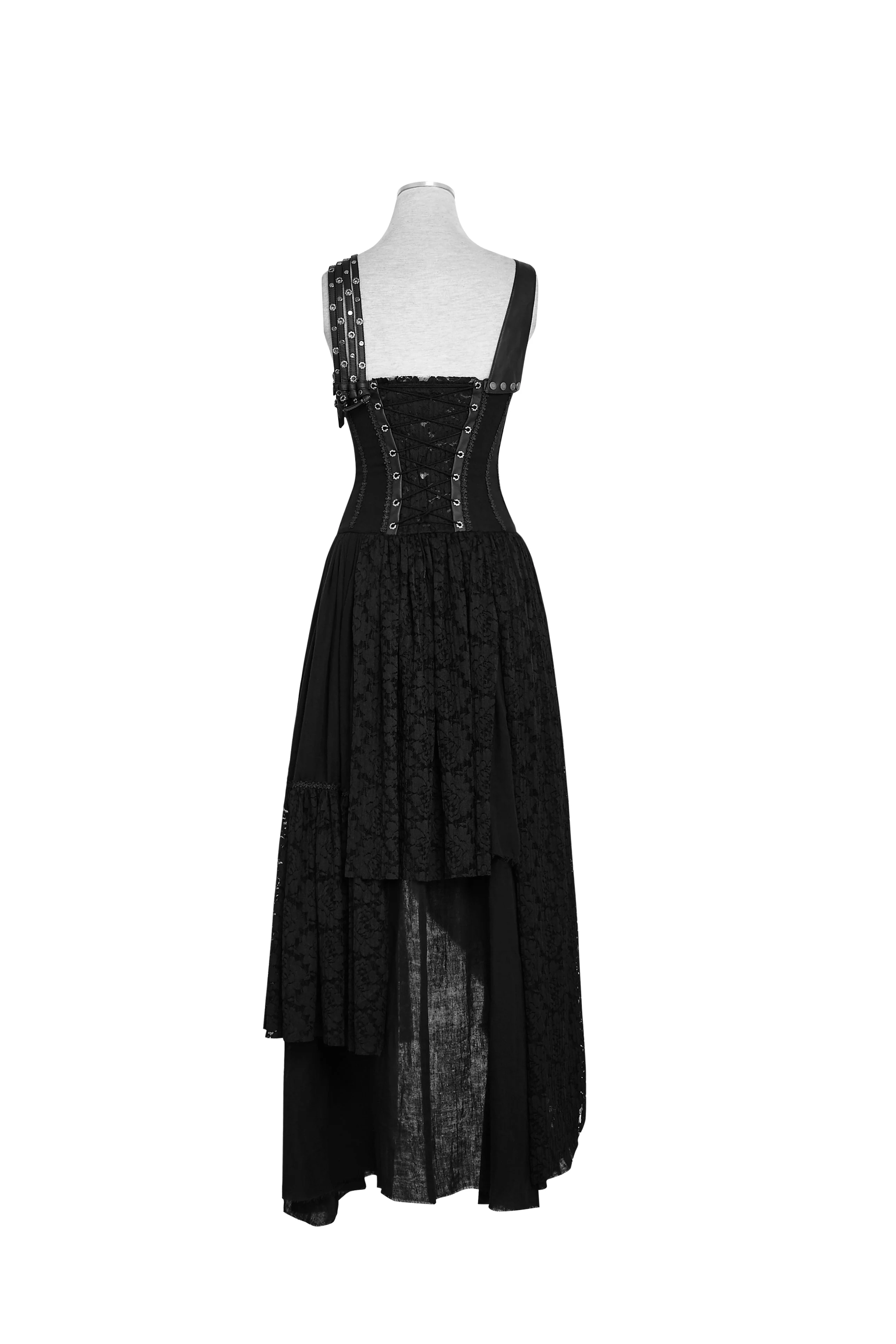 Q-291 black Elastic Mesh Stretchy Sexy Slit Long Prom Gown Evening Punk Dress - Image 8