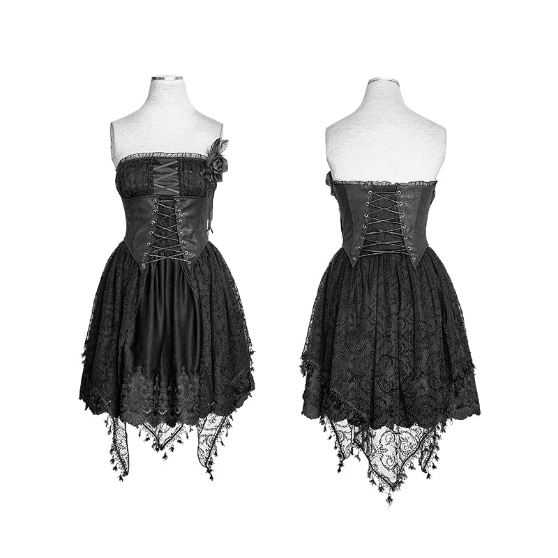 Q-163 Brooch black Elegant Lace Up Corset Party Gothic Dresses - Image 4