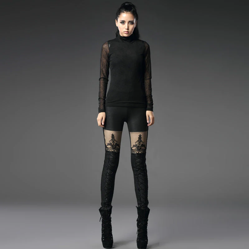 K-244 black Fashionable Slim Jean Gothic Pants - Image 4