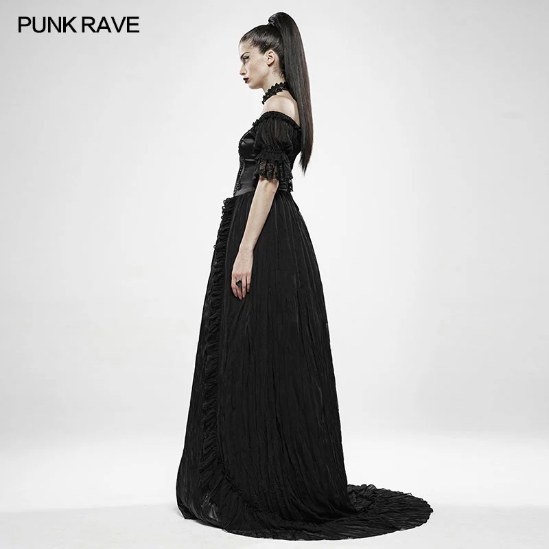 WQ-447 black Feather Off Shoulder Dress - Image 3
