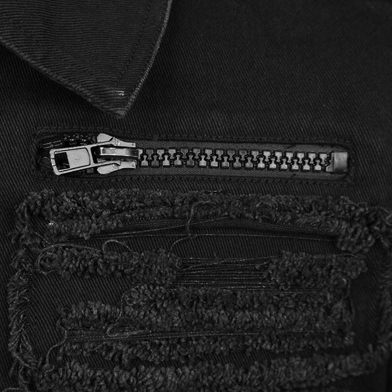 Y-488 black Gentleman Jean Punk Coat With Zip On Sleeves - Image 5
