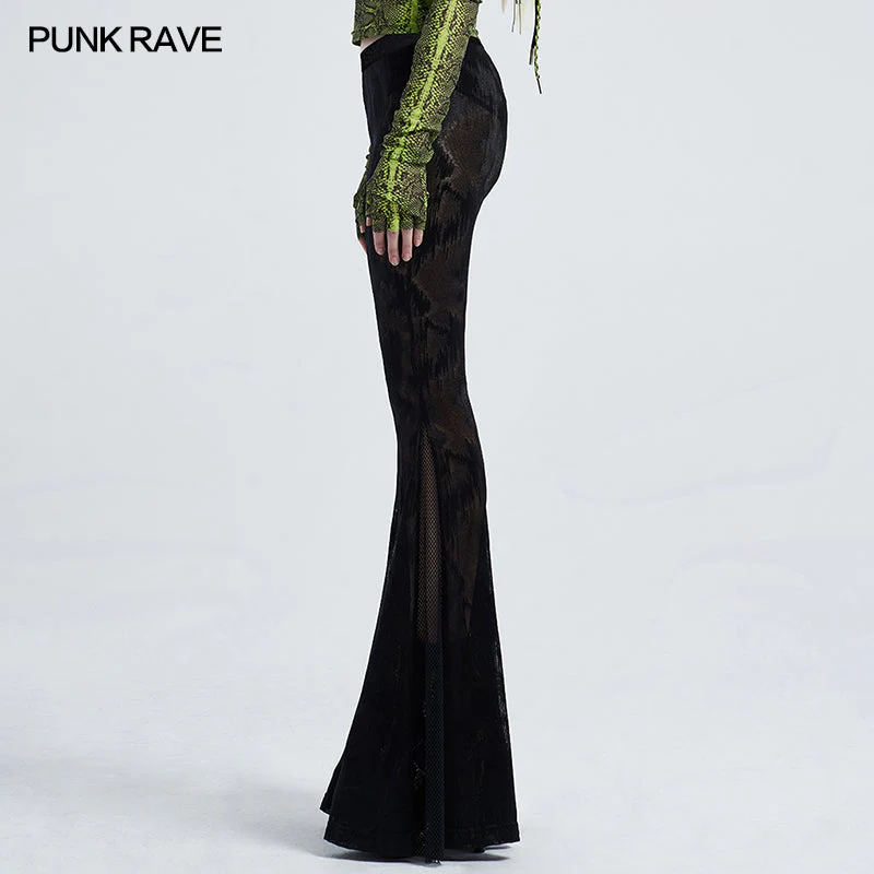 WK-445XCF black Gothic dark fringe flared trousers - Image 2
