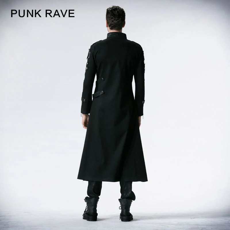 Y-318 black Handsome Down Long Gothic Trench Coats With High Collar - Image 2