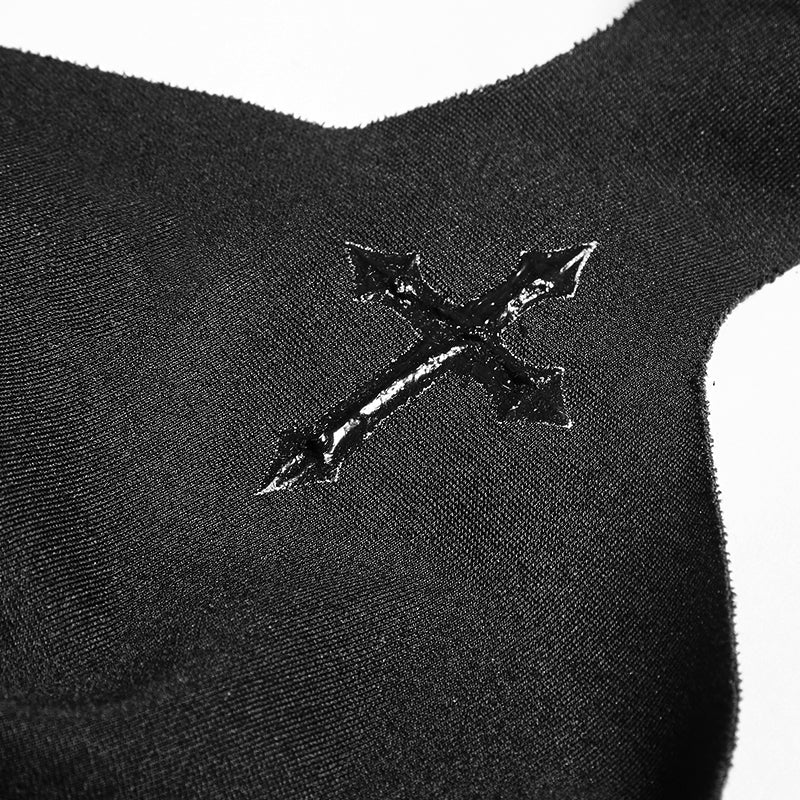 PT-115 black Irregular Demon Bone Print Punk Vest With Cross - Image 5