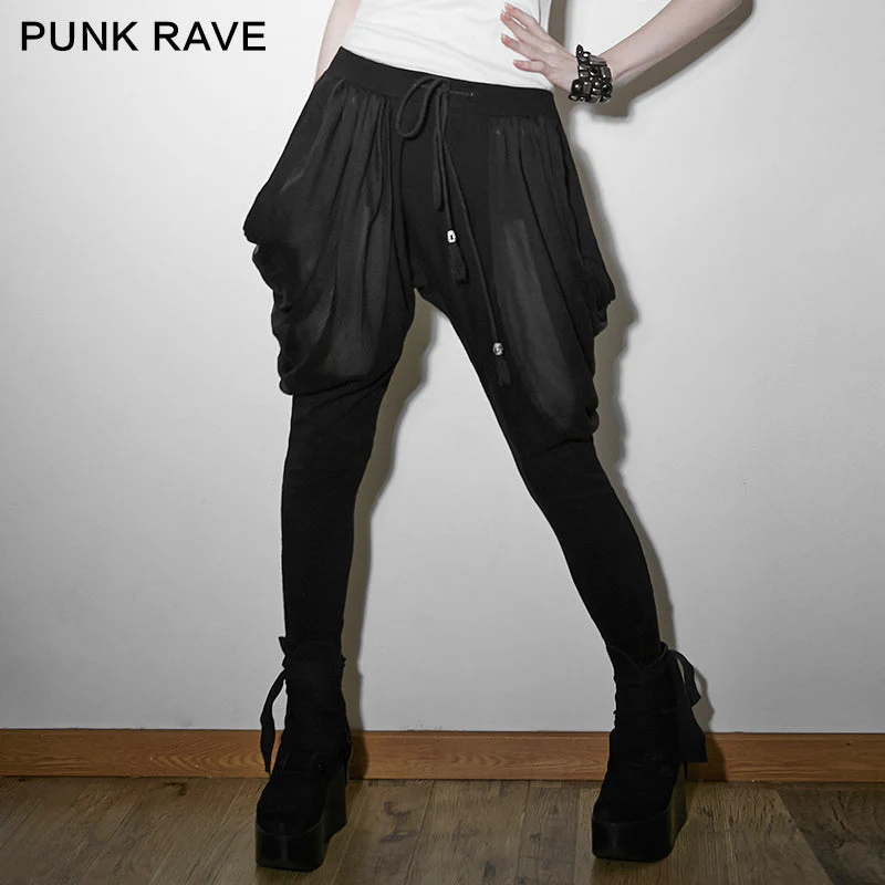 PK-057 black Knight Soft Chiffon Harem Punk Pants - Image 2