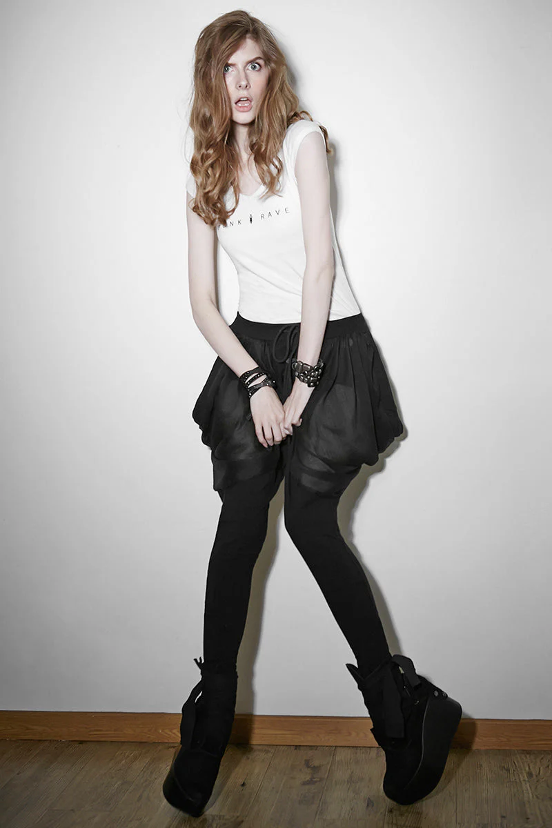 PK-057 black Knight Soft Chiffon Harem Punk Pants - Image 6