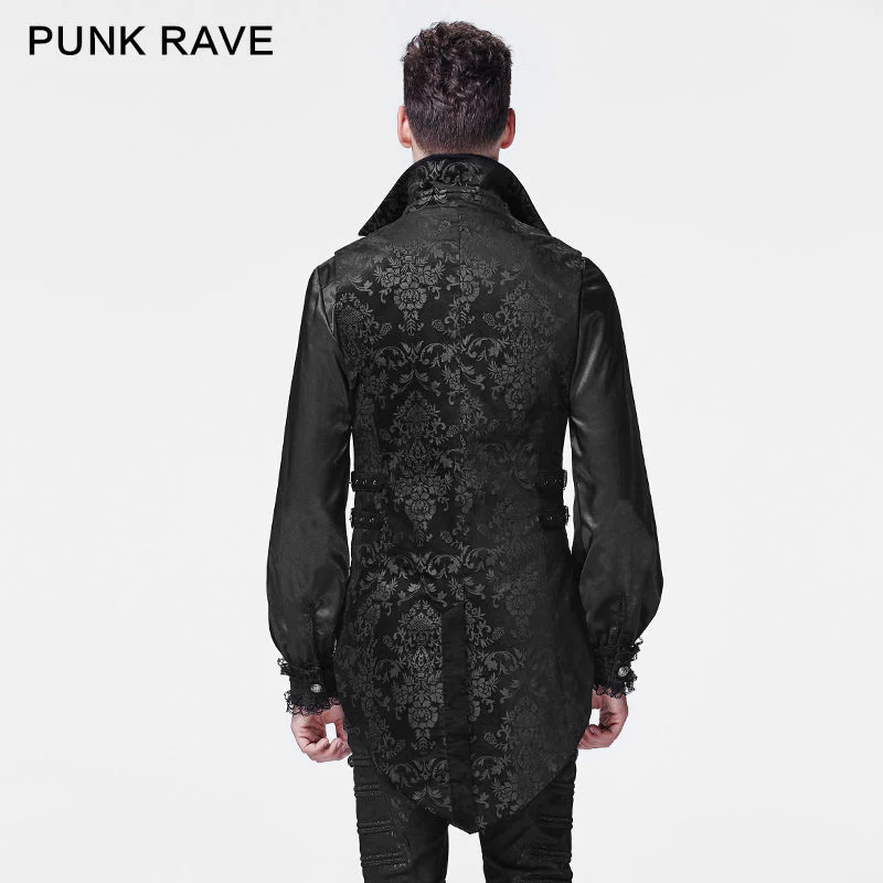 Y-596 black Lace Lapel Gothic Shirt With Bubble Long Sleeve - Image 3