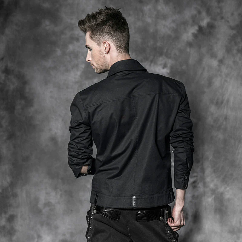 Y-509 black Lace On Shoulders Formal Long Sleeve Punk Shirts For Men - Image 2