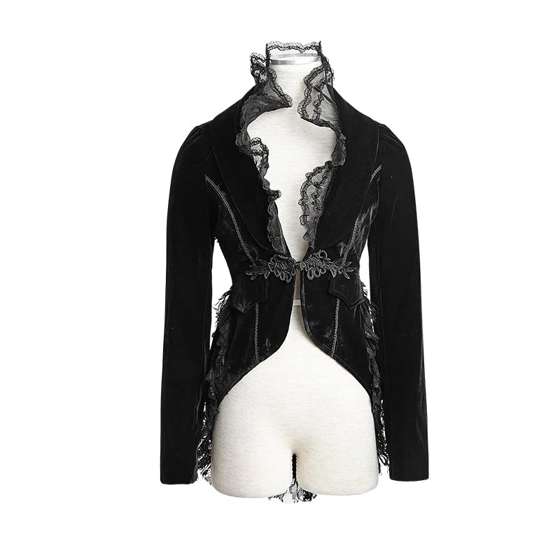 Y-614 black Lace Short Gothic Jacket With Chinese Knot - Image 4