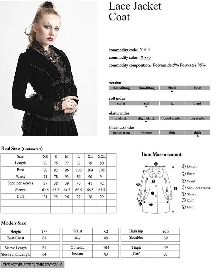 Y-614 black Lace Short Gothic Jacket With Chinese Knot - Image 6