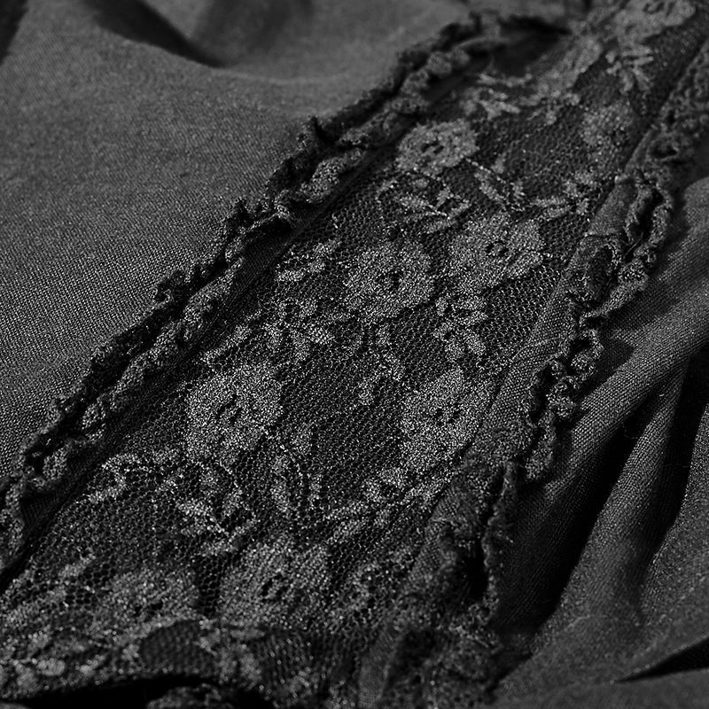 Q-292 black Linen Lace Backless Sexy Strapless Evening Gothic Dress - Image 5