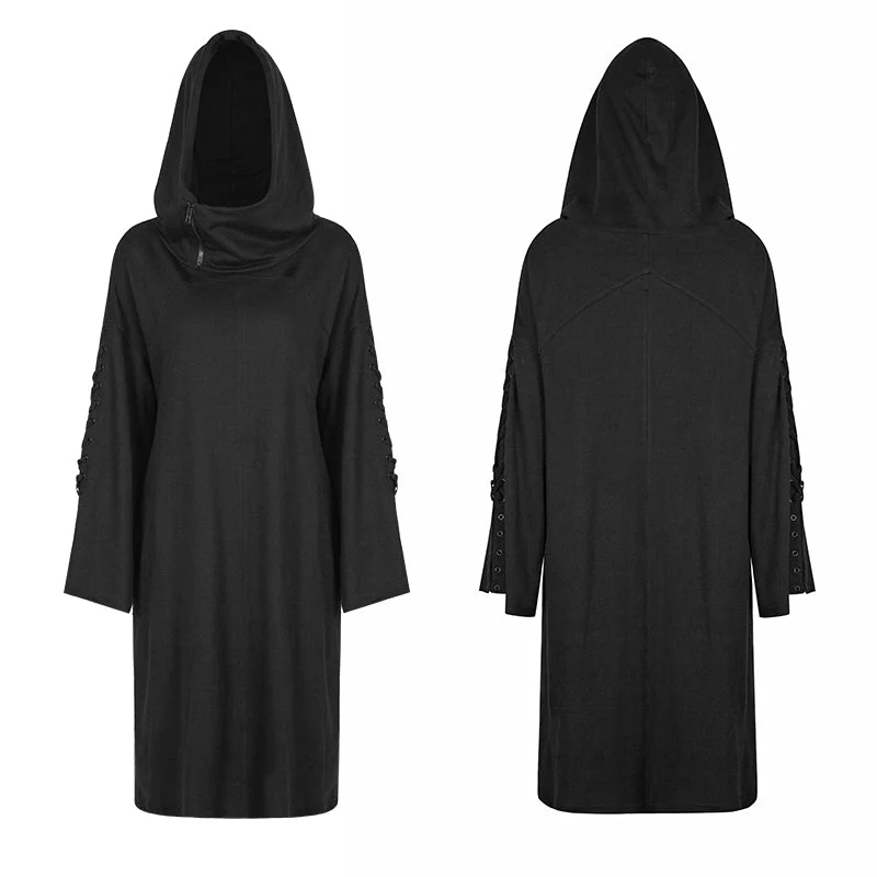 OPY-223 black Loose Sleeve Punk Hoodies With Adjustable Drawstring - Image 4
