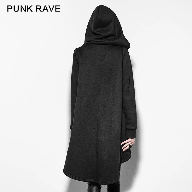 PY-163 black Personality Irregular Cloak Style Long Punk Jacket - Image 3