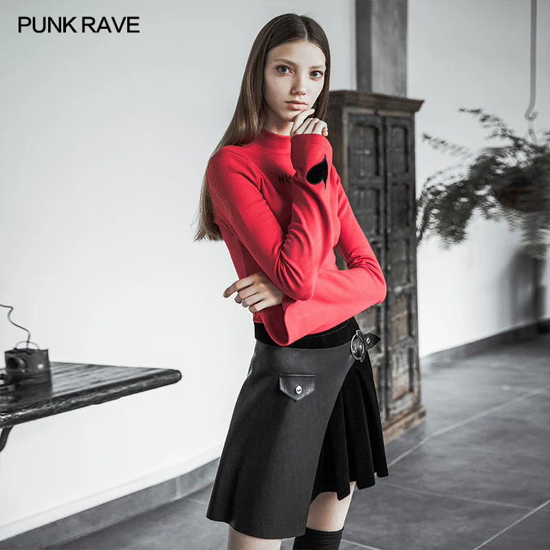 OPQ-433DQF black Pleated Stitching Half Skirt - Image 2