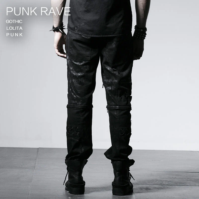 K-191 For Men black Rock Metal Skull Slimming Punk Pants - Image 2