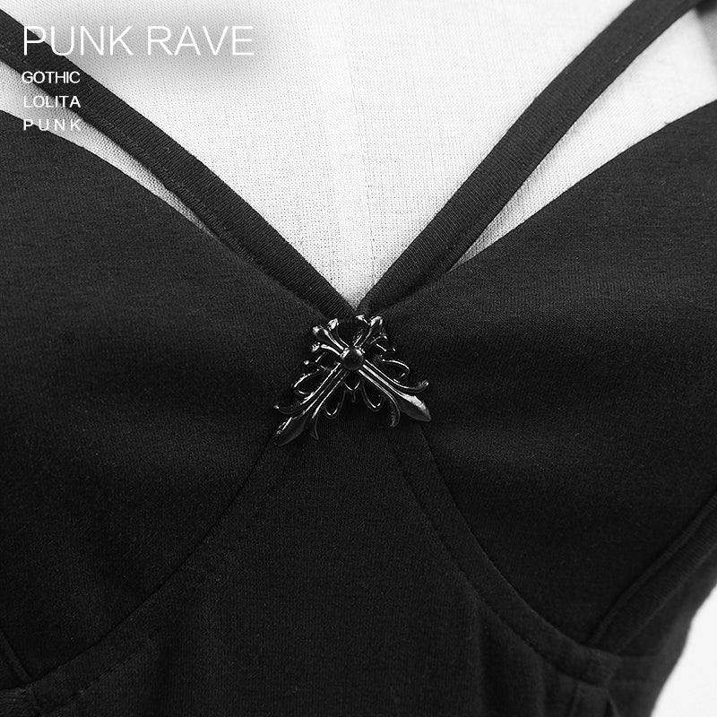 Q-228 black Sexy Knitting Slip Punk Dress - Image 5