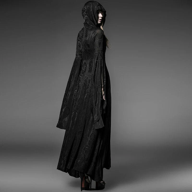 Y-510 black Sexy Oversized Hooded Gothic Trench Coats For Young Women - Image 2