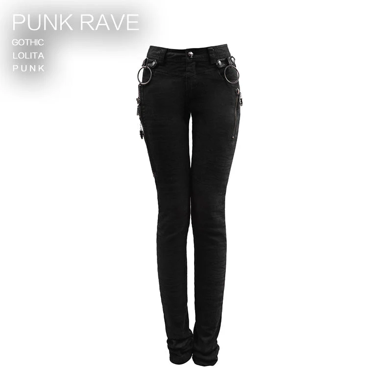 K-189 black Sexy Slim Long Punk Pants - Image 5