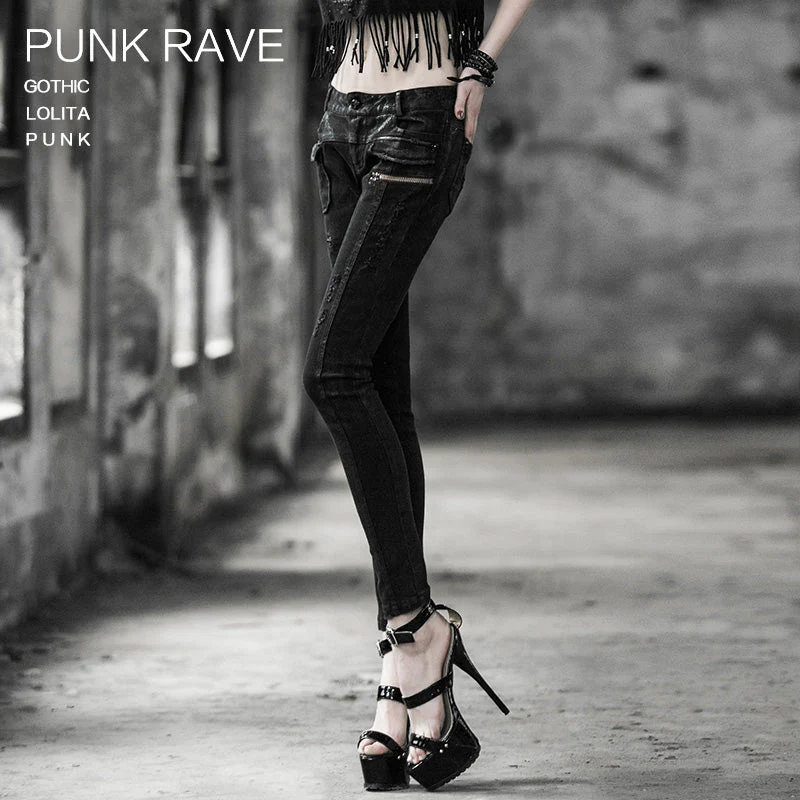 K-188 black Sexy Slim Skinny Long Punk Pants - Image 4
