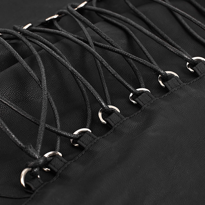 Q-279 black Skinny Simple High Waist Leather Fancy Punk Skirt - Image 5