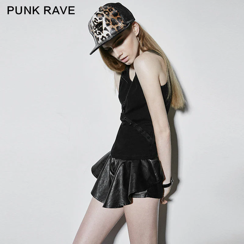 Q-268 black Sleeveless Tight Sexy Punk Skirt - Image 3