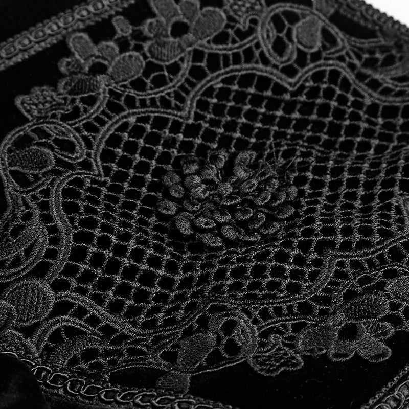 Q-281 black Velvet And Lace Palace Big Swing Long Gothic Skirt - Image 5