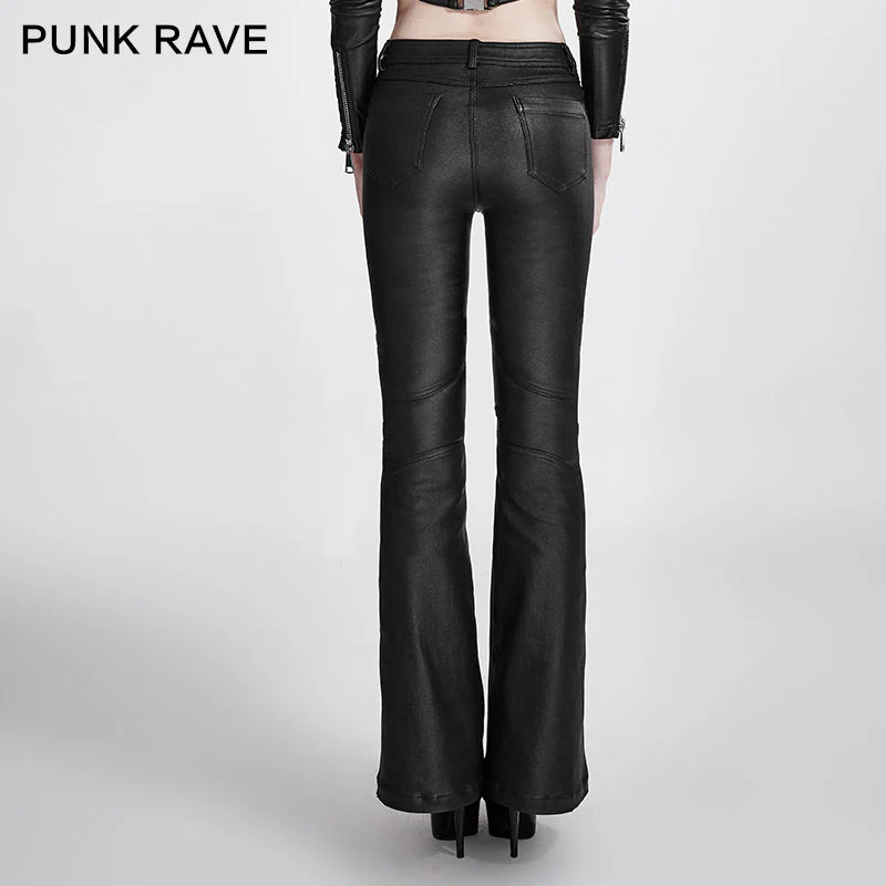 K-260 black Vogue Adhesive Light Bell-bottomed Simple Close-fitting Punk Pants - Image 2