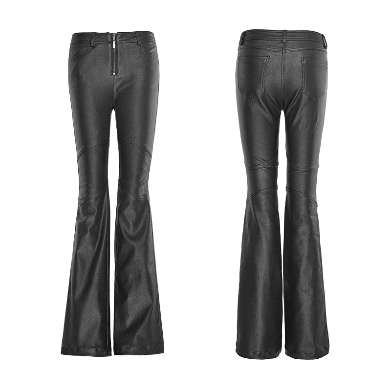 K-260 black Vogue Adhesive Light Bell-bottomed Simple Close-fitting Punk Pants - Image 4